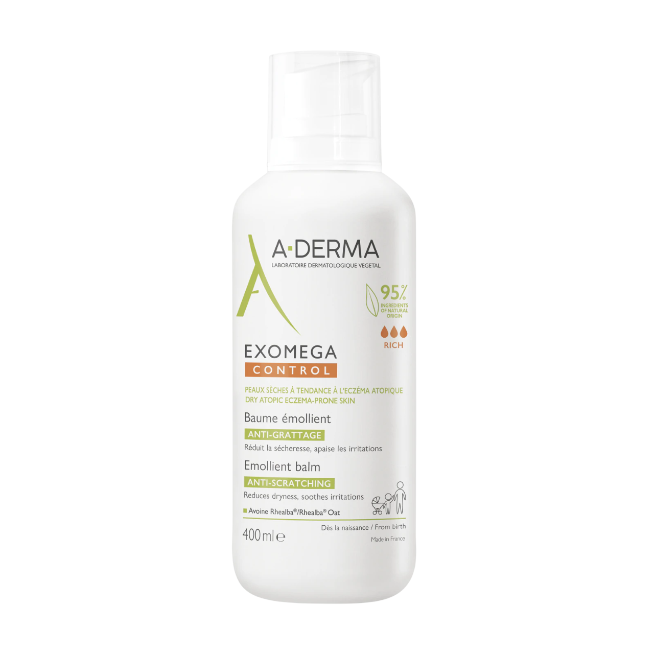 A-Derma, Exomega Control, Emolient, Balsam, Pentru față, 400 ml