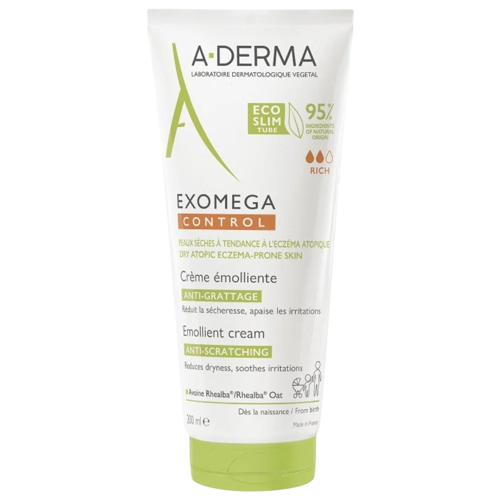 A-Derma, Exomega Control, Emolient, Smântână, Pentru față și corp, 200 ml