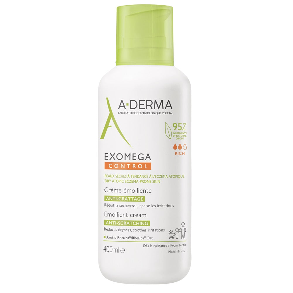 A-Derma, Exomega Control, Emolient, Smântână, Pentru față și corp, 400 ml