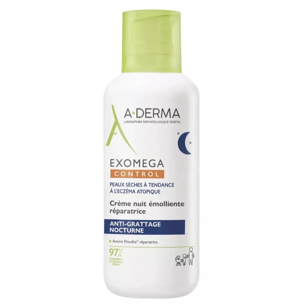 A-Derma, Exomega Control, Emolient, Noapte, Smântână, Pentru față, 400 ml