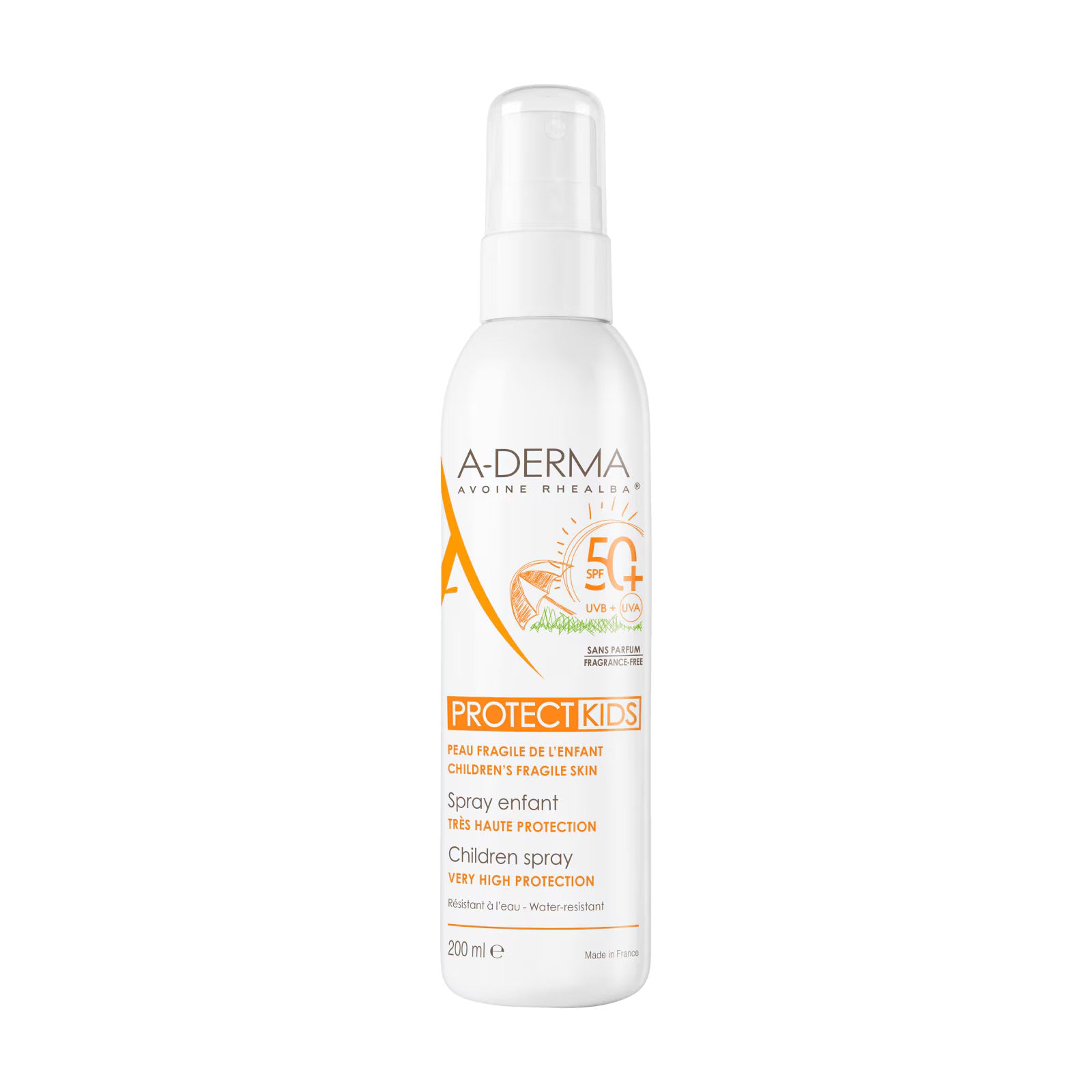 A-Derma, Protect Kids, Protecție UV ridicată, Spray pentru protecție solară, SPF 50+, 200 ml