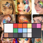 Paleta 18 Culori Vopsea de Fata, Flippy, Activare cu Apa, 18 x 8 x 1.4 cm, Multicolor