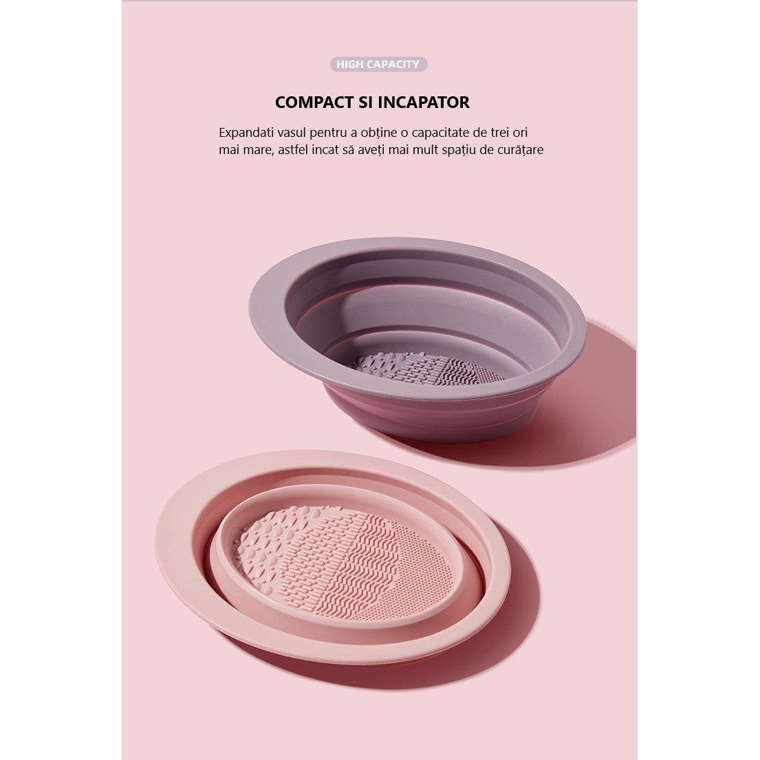 Accesoriu din silicon pentru curatarea accesoriilor makeup, pensule, buretei, 14.5 x 11,5 cm, 2 moduri de utilizare,