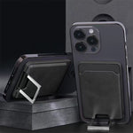Accesoriu pentru telefon 3 in 1 Flippy, incarcator Wirelles Magsafe, portofel si suport, negru