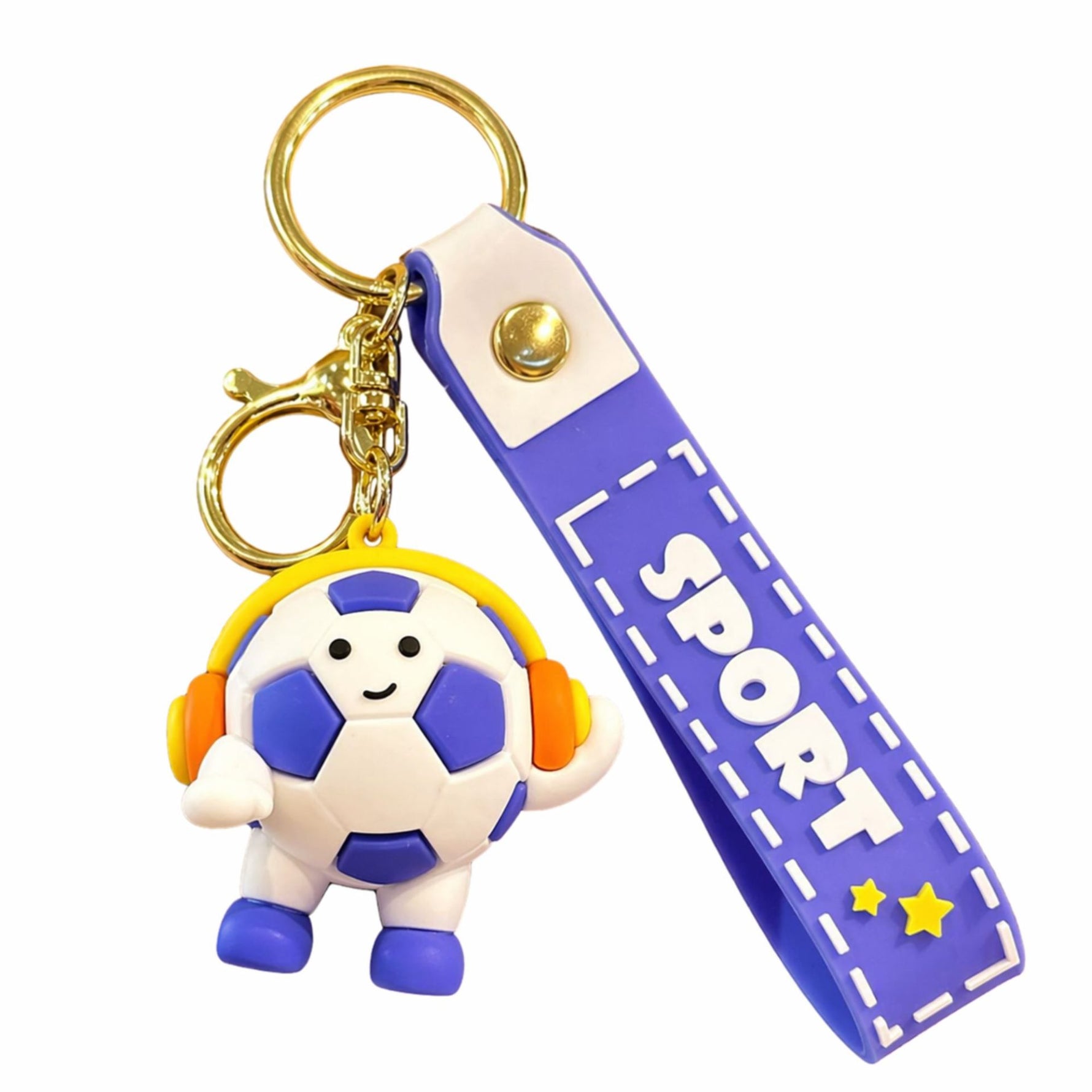 Breloc Chei, Flippy, Model Minge de Fotbal cu Casti, Cupa Mondiala, Accesoriu Pentru Chei si Rucsac, Material Acril, 50