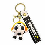 Breloc Chei, Flippy, Model Minge de Fotbal cu Casti, Cupa Mondiala, Accesoriu Pentru Chei si Rucsac, Material Acril, 50