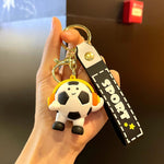 Breloc Chei, Flippy, Model Minge de Fotbal cu Casti, Cupa Mondiala, Accesoriu Pentru Chei si Rucsac, Material Acril, 50