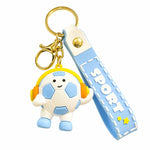 Breloc Chei, Flippy, Model Minge de Fotbal cu Casti, Cupa Mondiala, Accesoriu Pentru Chei si Rucsac, Material Acril, 50