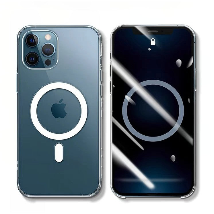 Husa protectie pentru iPhone 12 Pro, Flippy, Husa Mag Safe, 2 in 1 Incarcare si Magnet, Silicone, Transparenta