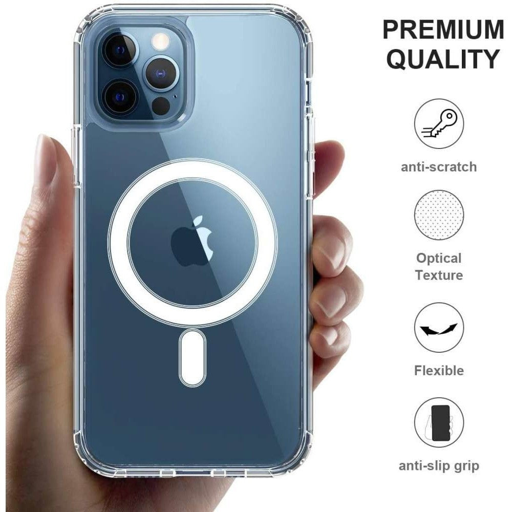 Husa protectie Flippy pentru iPhone 13 Mag Safe, 2 in 1 incarcare si magnet, Silicone, Transparenta