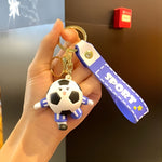 Breloc Chei, Flippy, Model Minge de Fotbal cu Casti, Cupa Mondiala, Accesoriu Pentru Chei si Rucsac, Material Acril, 50
