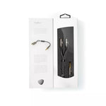 Adaptor audio pentru casti si microfon Jack 3.5 mm tata - 2x 3.5 mm mama Nedis gri metal