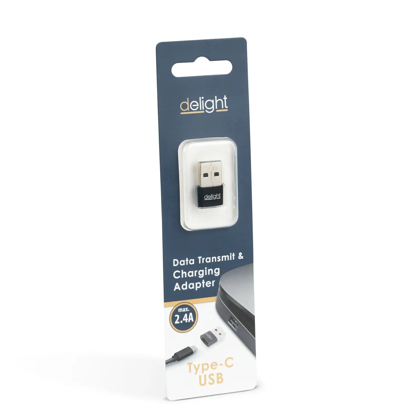 Adaptor Type-C mama - USB-A tata 2.4A 5V negru compact delight 55556BK