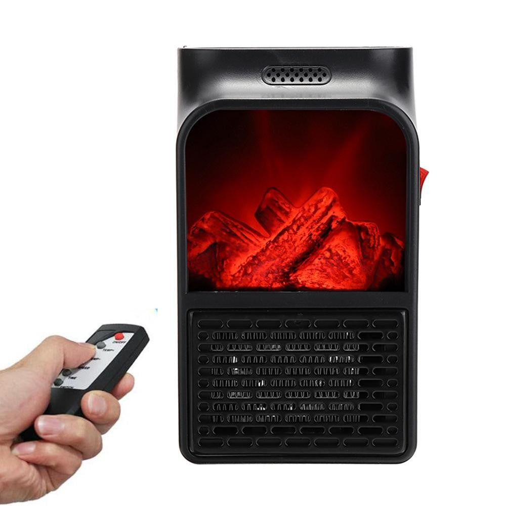 Mini Aeroterma Puternica Portabila Flippy, Putere 1000W, Mini radiator electric cu Display LCD, efect de semineu si