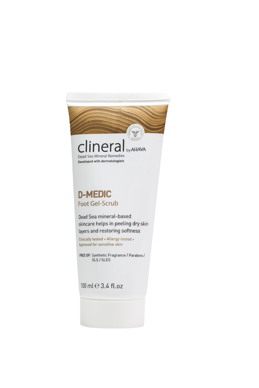 Ahava, Clineral D-Medic, Decojire, Scrub pentru picioare, 100 ml