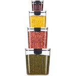 Set 4 Recipiente Depozitare Alimente, Flippy, pentru Organizare Bucatarie, cu Inchidere Ermetica, Transparent, Plastic