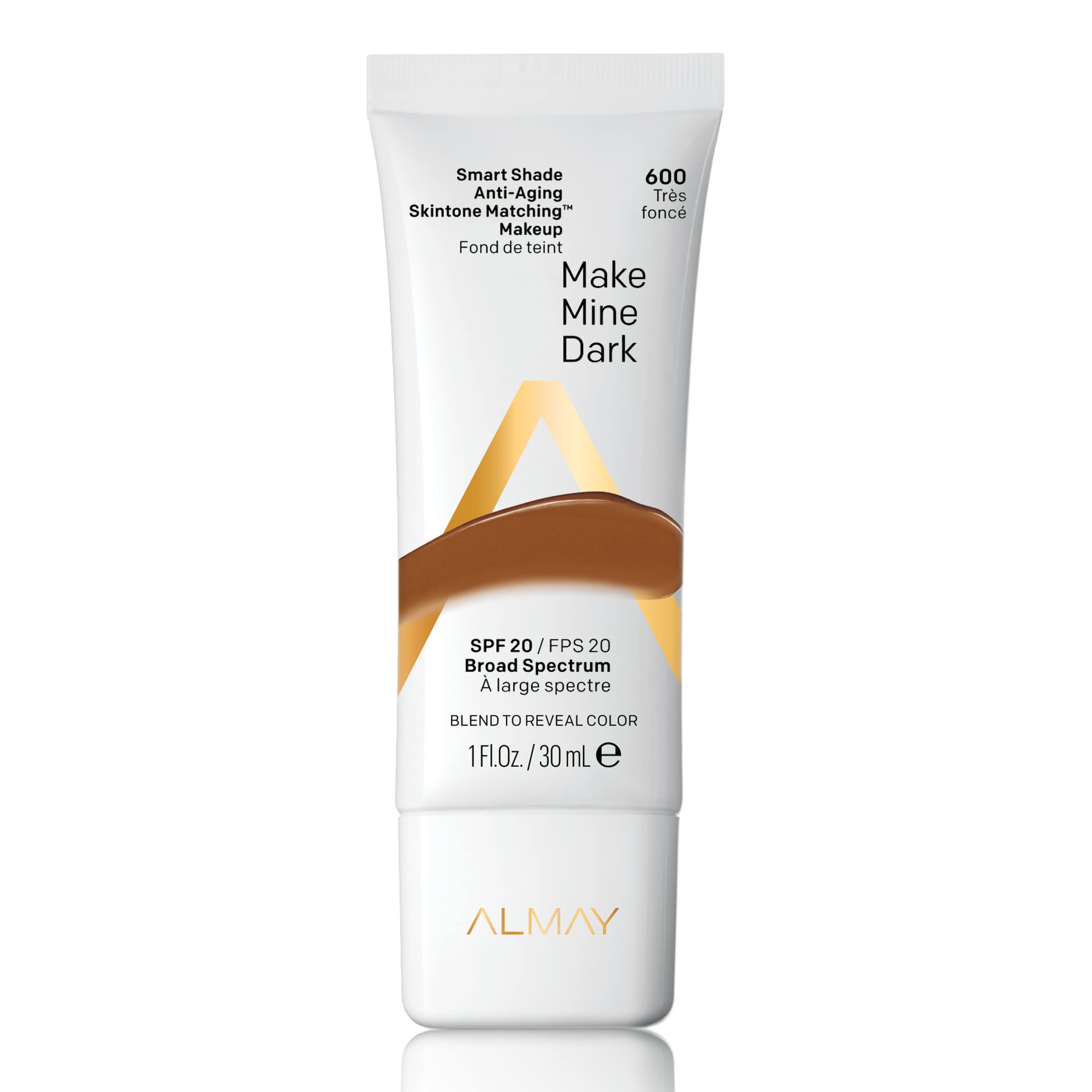 Almay, Smart Shade, Tone-matching, Fond de ten lichid, 600, Make Mine Dark, 20 SPF, 30 ml