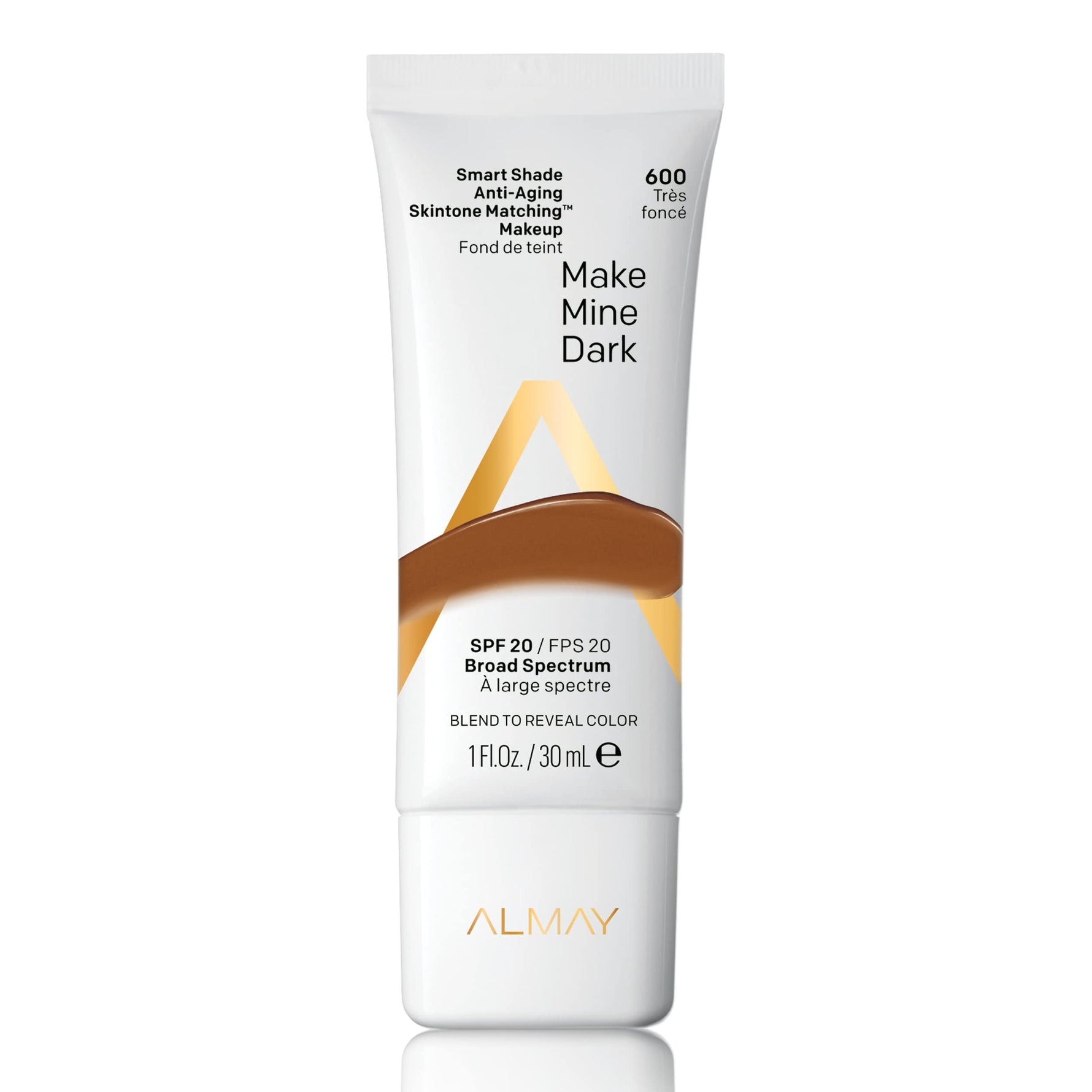 Almay, Smart Shade, Tone-matching, Fond de ten lichid, 600, Make Mine Dark, 20 SPF, 30 ml