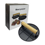 Presa Manuala pentru Carne, Flippy, din Aliaj de Aluminiu, Maner din Lemn, Presa pentru Burgeri, Usor de Curatat si