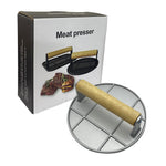 Presa Manuala pentru Carne, Flippy, din Aliaj de Aluminiu, Maner din Lemn, Presa pentru Burgeri, Usor de Curatat si