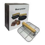 Presa Manuala pentru Carne, Flippy, din Aliaj de Aluminiu, Maner din Lemn, Presa pentru Burgeri, Usor de Curatat si
