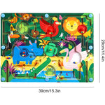 Joc Montessori de Sortare Culori, Flippy, Creion Magnetic, Tip Labirint Ilustrat, din Lemn, Model Animale Salbatice,