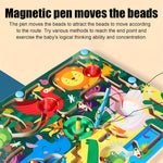 Joc Montessori de Sortare Culori, Flippy, Creion Magnetic, Tip Labirint Ilustrat, din Lemn, Model Animale Salbatice,