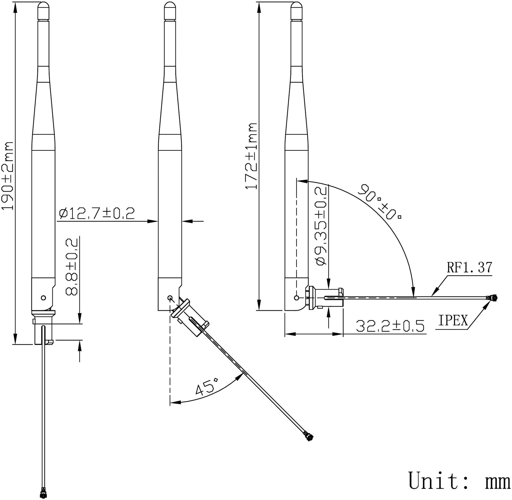 Antena WiFi 5dBi lineare 50? 2400÷2483.5MHz tata RP-SMA SR PASSIVES WIFI-ANT410