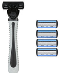 Aparat de Ras Manual, Flippy, din Otel Inoxidabil, Suport Lama + 4 Capete de Schimb Incluse, Cutie pentru Lame, Negru