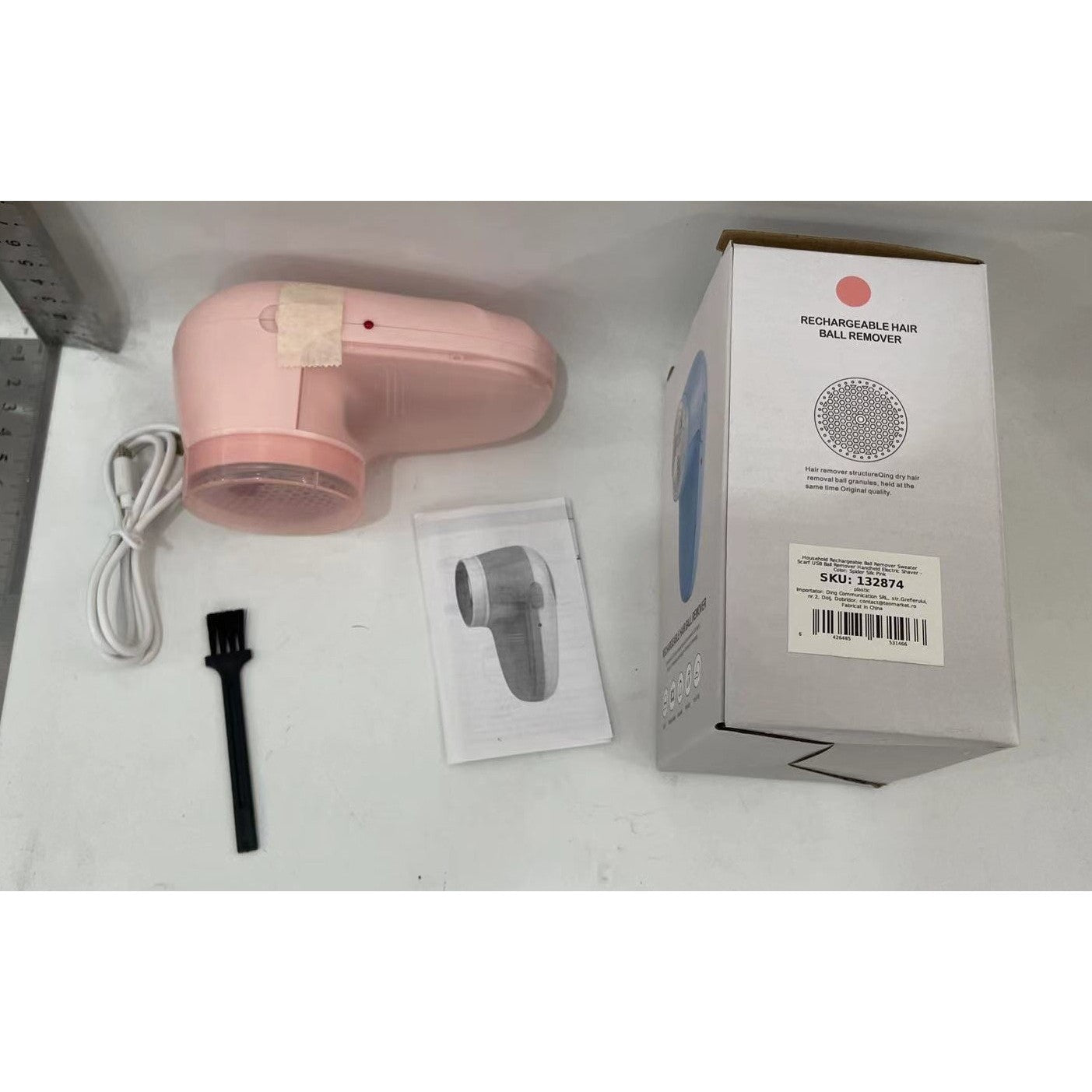 Aparat Scame si Par Haine, Flippy, Electric, USB inclus, Periuta Curatare, pentru Diferite Tesaturi, 13 x 6.8 x 5.8 cm,