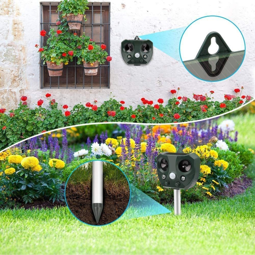 Aparat Solar LED cu Ultrasunete, Flippy, Repelent pentru Animale Mari si Mici, Lumina Rosie si Alba, Anti Rozatoare,