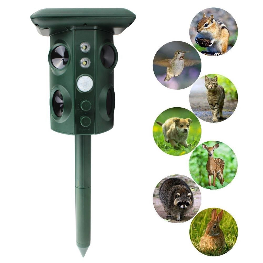 Aparat Solar LED cu Ultrasunete, Flippy, Repelent pentru Animale Mari si Mici, Lumina Rosie si Alba, Anti Rozatoare,