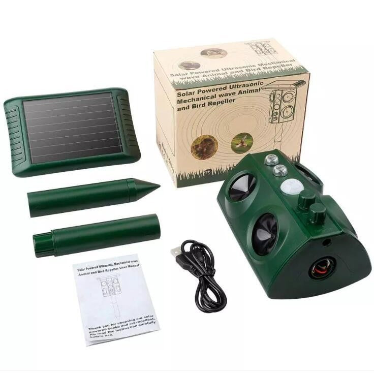 Aparat Solar LED cu Ultrasunete, Flippy, Repelent pentru Animale Mari si Mici, Lumina Rosie si Alba, Anti Rozatoare,