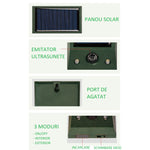 Aparat Solar LED cu Ultrasunete, Flippy, Repelent pentru Animale Mari si Mici, Lumina Rosie si Alba, Anti Rozatoare,