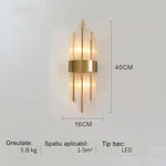 Aplica de Perete, Flippy, pentru Interior, din Otel Inoxidabil si Sticla, 40 x 16 cm, LED, Auriu