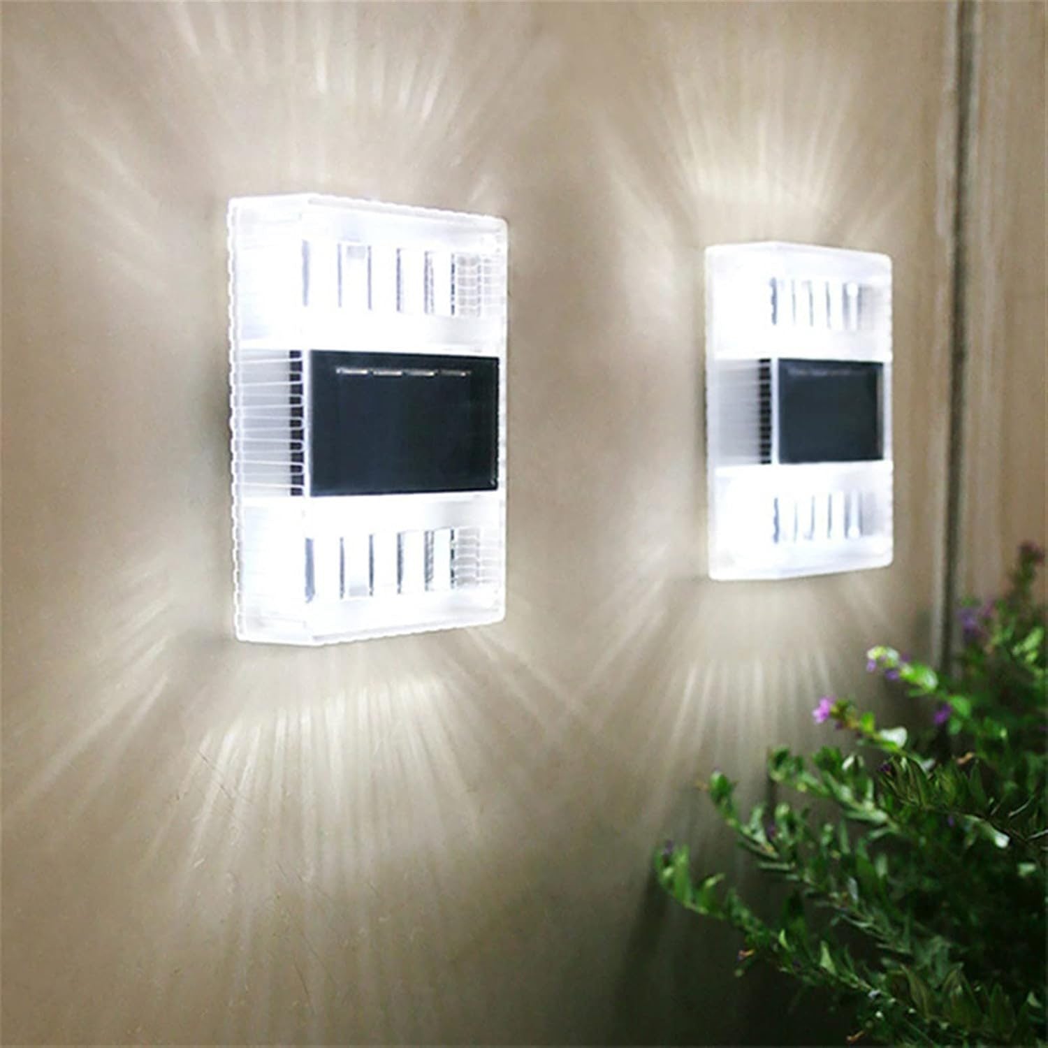 Aplica solara LED pentru Gradina, Flippy, Set 4 Bucati, ABS/Policarbonat, Rezistenta la apa IP65, pentru perete, 1.2V,