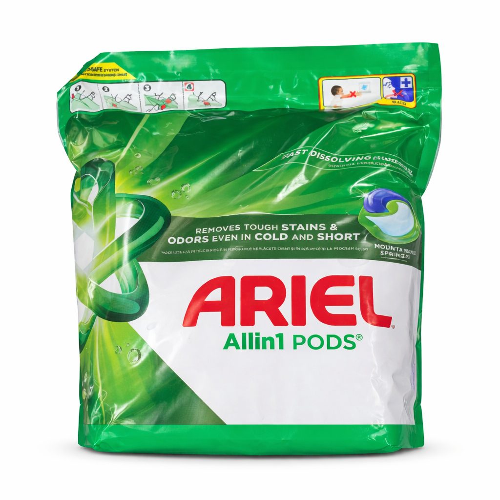 Detergent Capsule pentru Rufe, Ariel, Pods All in 1, Mountain Spring, Set 65 Bucati