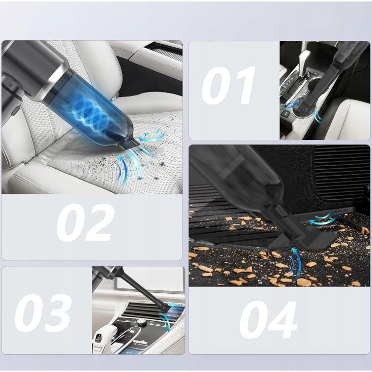 Aspirator Portabil Auto, Flippy, pentru Casa si Masina, 3 Viteze, Incarcator Tip-C cu Incarcare Rapida, Tub