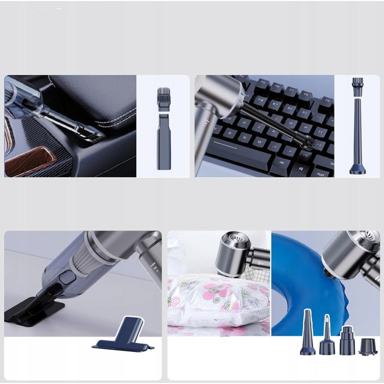 Aspirator Portabil Auto, Flippy, pentru Casa si Masina, 3 Viteze, Incarcator Tip-C cu Incarcare Rapida, Tub