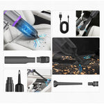 Aspirator Portabil Auto, Flippy, pentru Casa si Masina, 3 Viteze, Incarcator Tip-C cu Incarcare Rapida, Tub