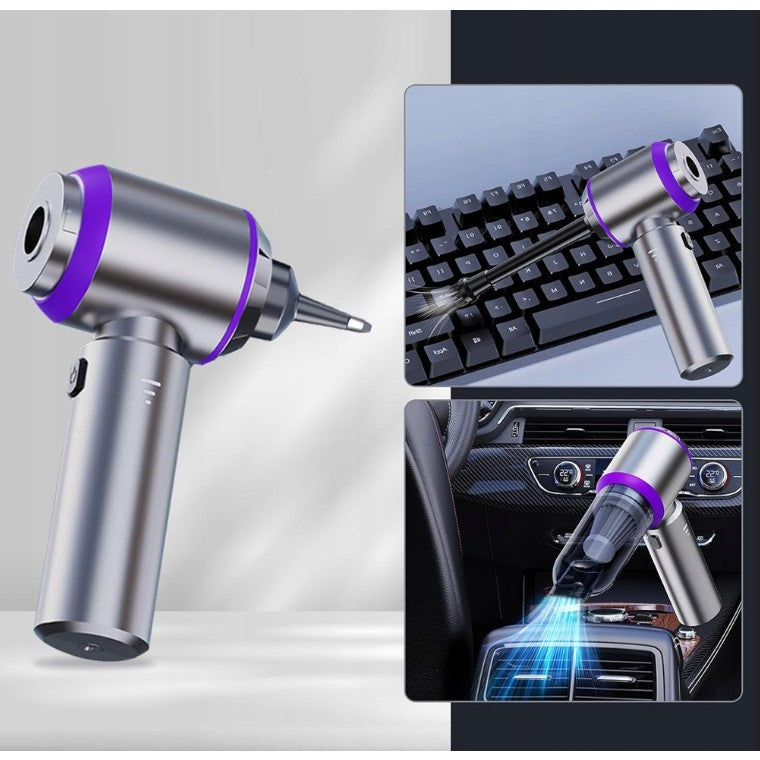Aspirator Portabil Auto, Flippy, pentru Casa si Masina, 3 Viteze, Incarcator Tip-C cu Incarcare Rapida, Tub