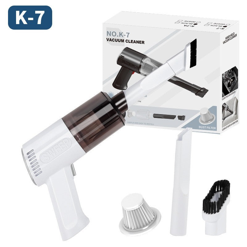 Aspirator Portabil Fara Fir, Flippy, Tip Pistol K7, Pentru Casa si Masina, Incarcare USB, Autonomie 30 Min, 36 x 17 cm,