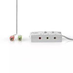 Audio Switch comutator audio analogic Nedis Jack 2x 3.5 mm tata - 3x 3.5 mm mama + 2.5 mm mama gri