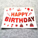 Sticker Autocolant pentru Baloane, Flippy, Tematica Aniversare, Model Happy Birthday, 29x21 cm, Rosu