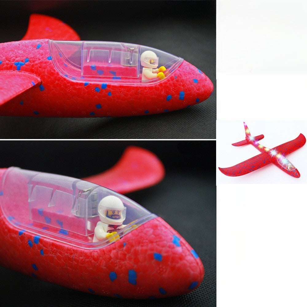 Avion Planor cu Pilot, Flippy, Din Polistiren, Cu Lumini pe Toata Lungimea, 47 cm, Rosu