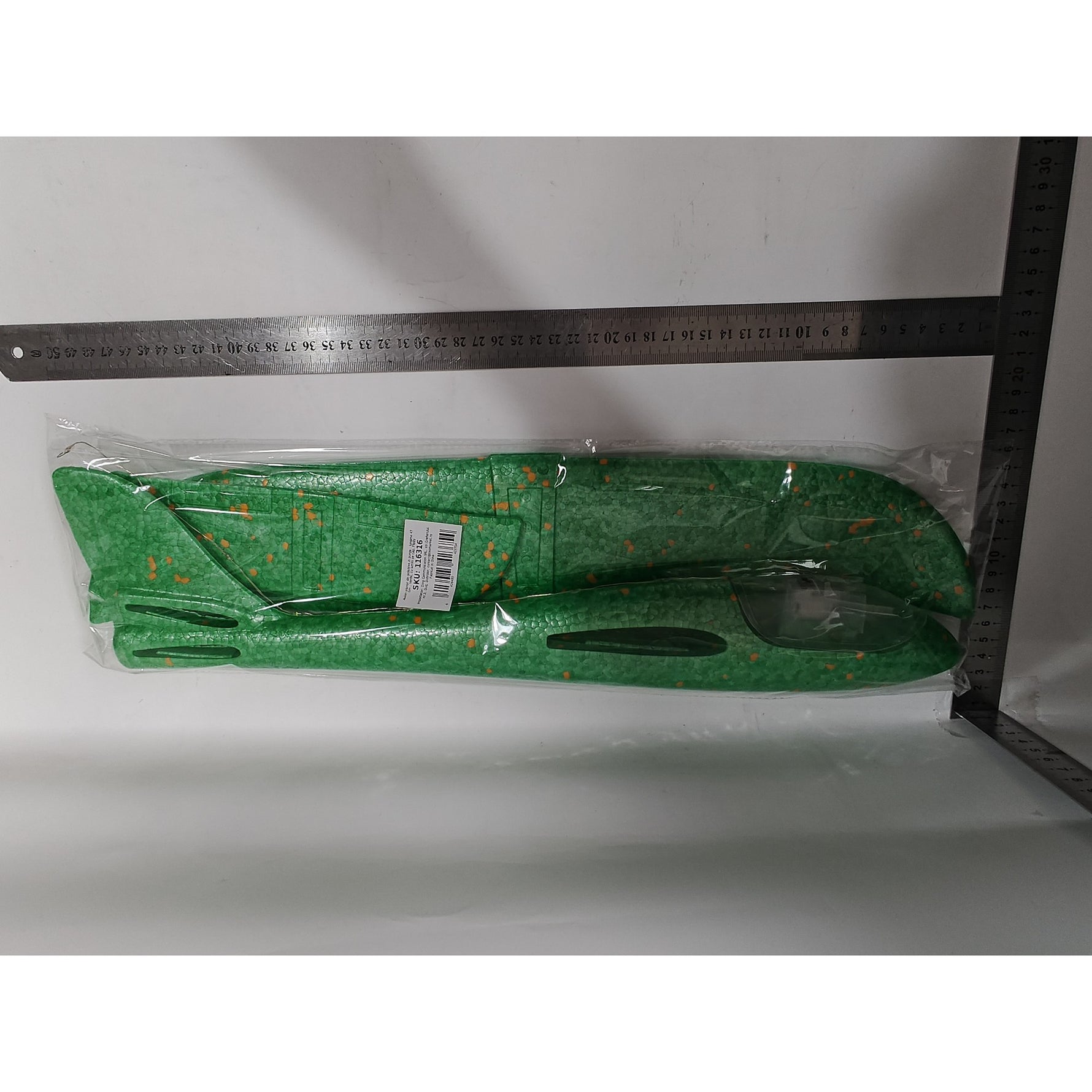 Avion planor din polistiren in punga , lungime 47 cm , Verde, cu lumini pe cap, Flippy