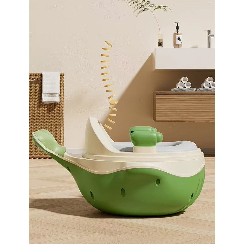 Olita 2in1, Flippy, Model Balena, cu Reductor WC, din Plastic, cu Muzica si Lumini, 36 x 41 x 20 cm, Verde