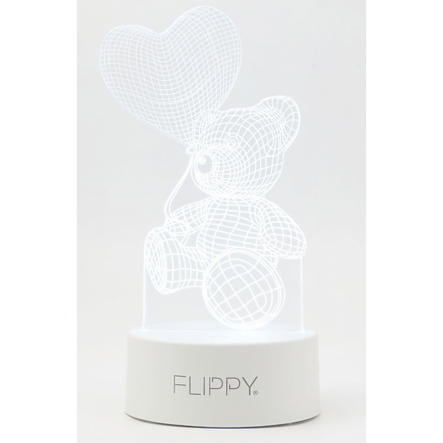 Lampa LED decorativa, Flippy, 3D, Ursulet cu balon inima, cu telecomanda, doua moduri de alimentare USB si baterii, 20