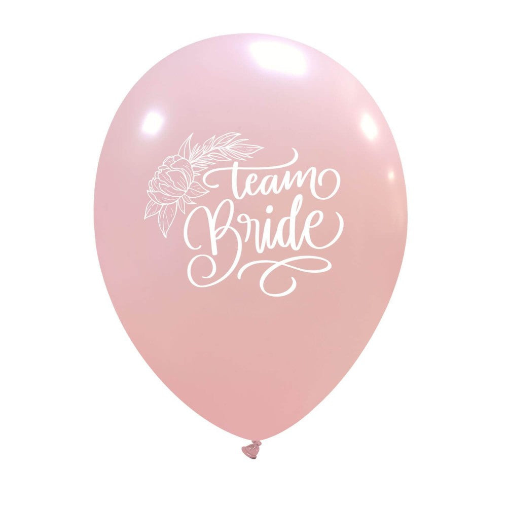 Baloane de Decor, Flippy, Set 10 Baloane de Decor pentru Echipa Miresei, din Latex 25 cm, Alb/Roz