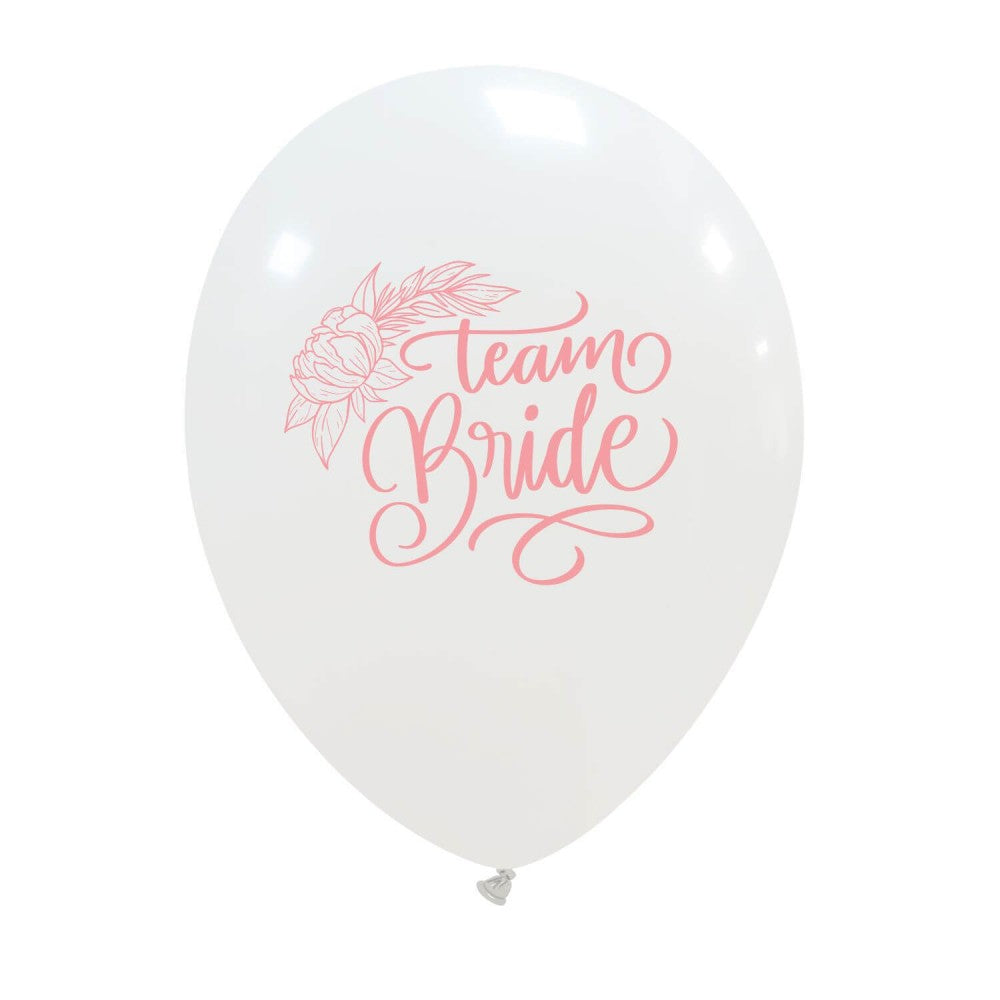 Baloane de Decor, Flippy, Set 10 Baloane de Decor pentru Echipa Miresei, din Latex 25 cm, Alb/Roz